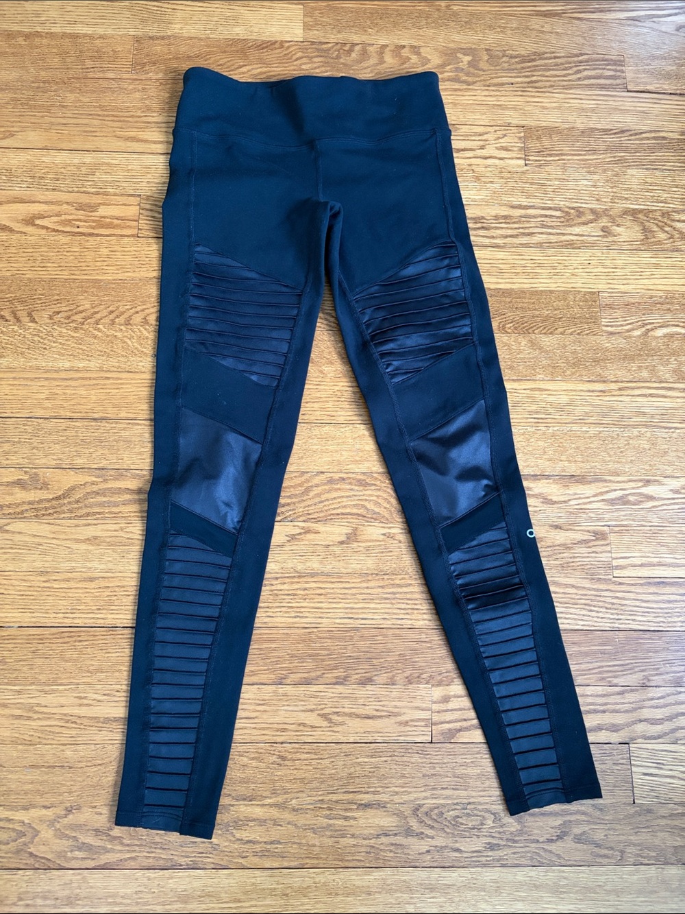 Alo Black Women's Moto-Panel Leggings